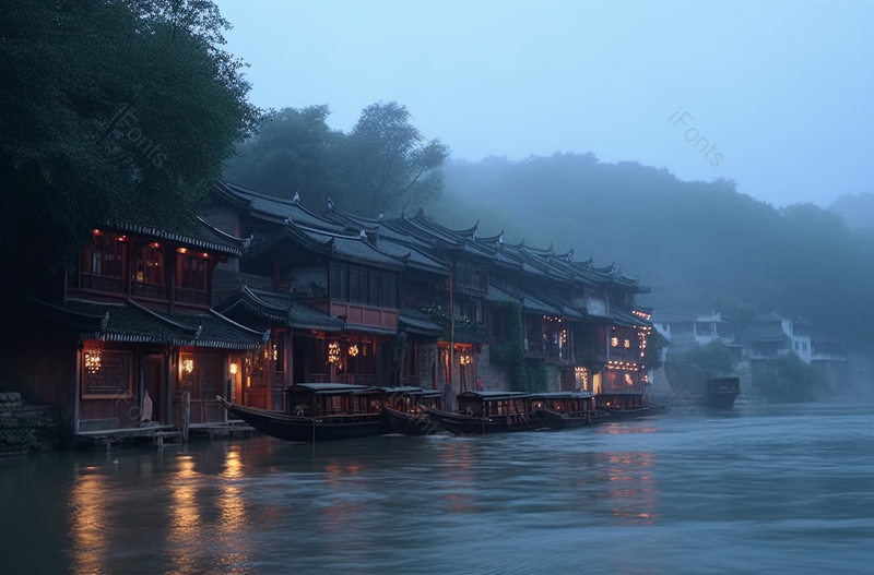 清晨宁静的湖南省凤凰古城著名景点,高清,摄影图,摄影图片,图片大全,摄影图免费下载